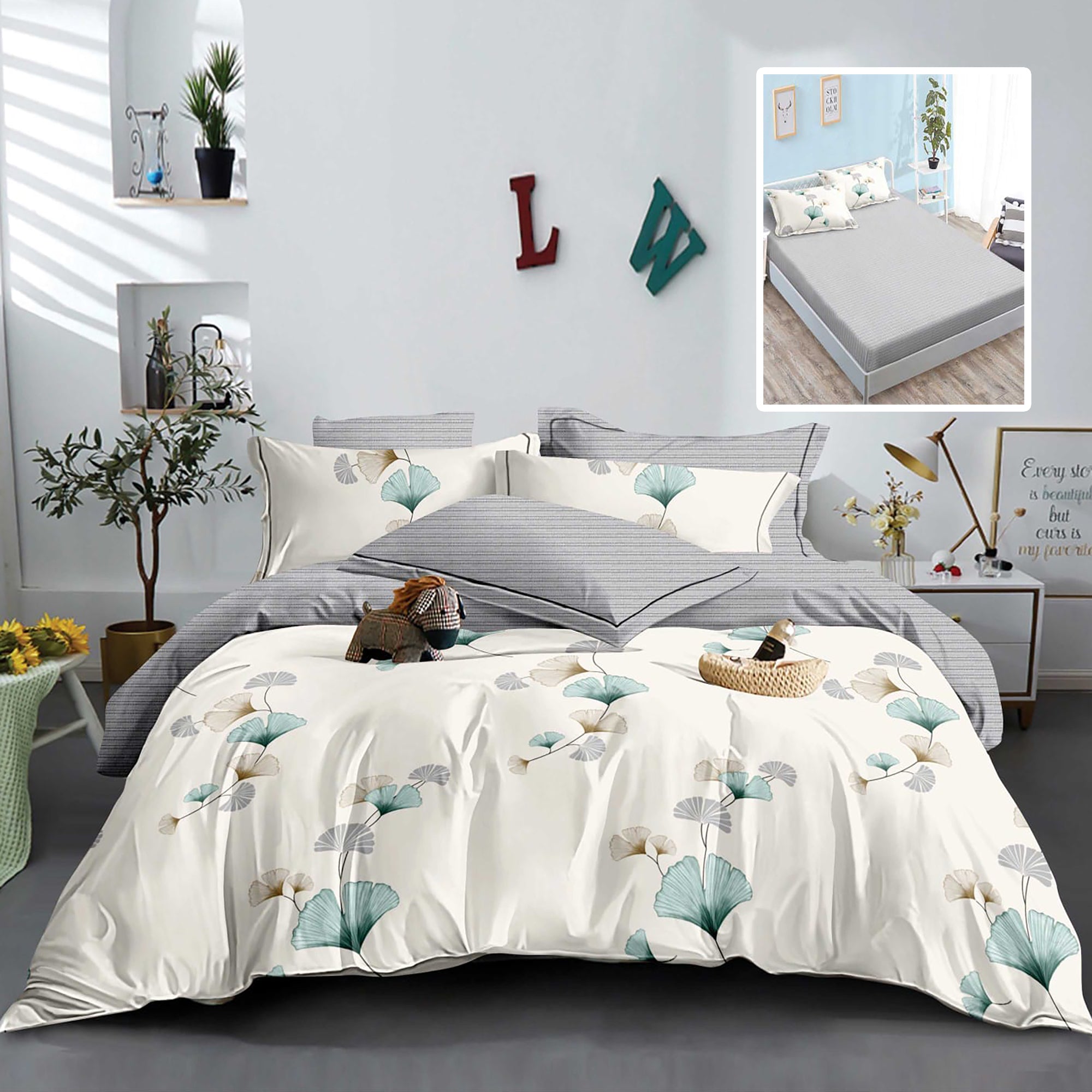 LENJERIE FINET 6 PIESE CU HUSĂ - 160x200 ȘI 180x200 (HF6P321)